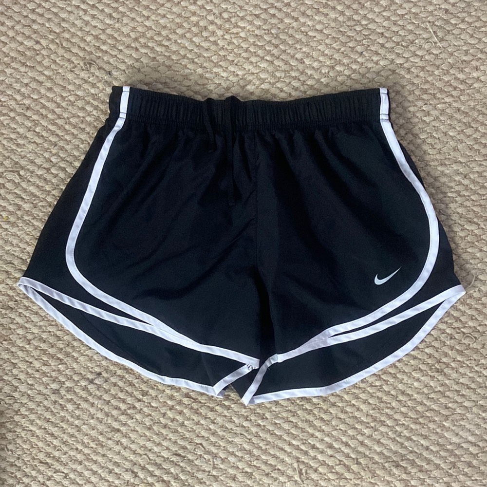 black nike adjustable running shorts, size M